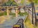 VINTAGE OIL PAINTING ON CANVAS, PARISIAN SEINE RIVER SC - 4