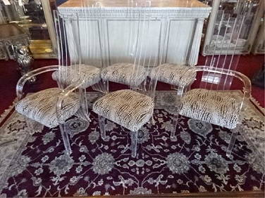 6 LUCITE DINING CHAIRS, CHARLES HOLLIS JONES STYLE, 2 (1 of 10)