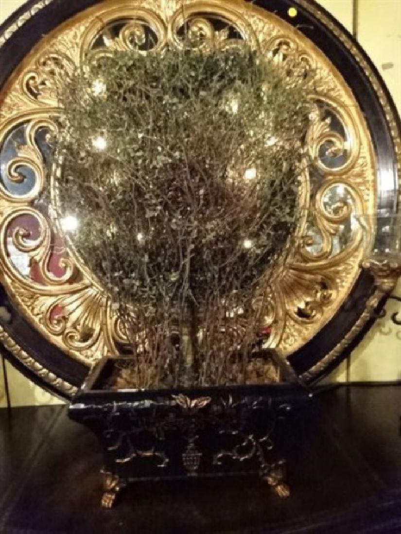 LIGHTED FAUX FOLIAGE IN ORNATE PLANTER, BLACK AND GOLD (1 of 4)
