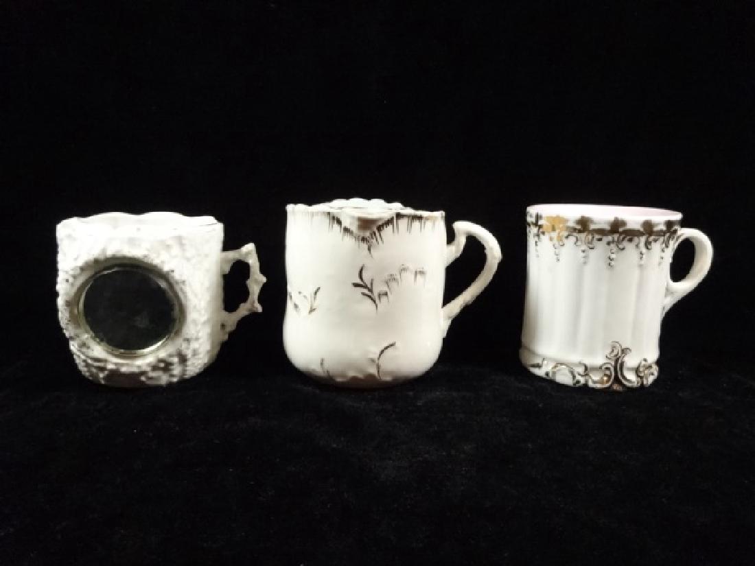 3 PC PORCELAIN SHAVING MUGS, LARGEST APPROX 3 5/8"H (1 of 7)