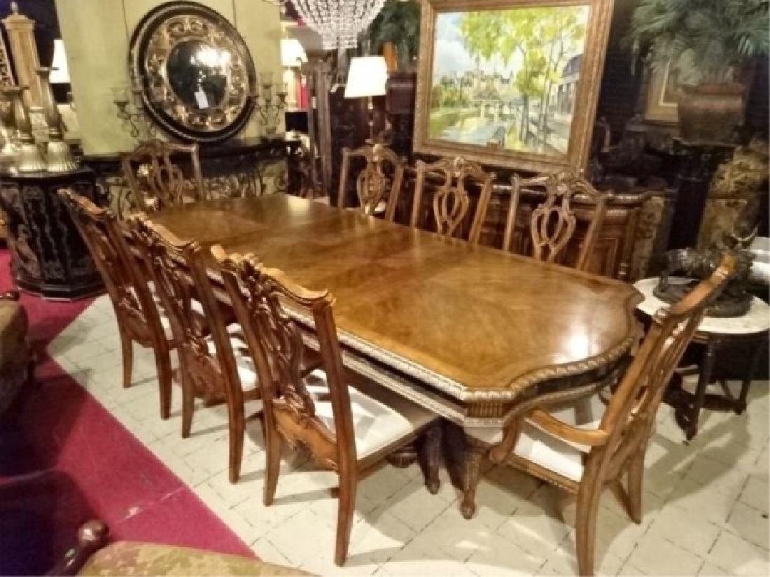 9 PC CHIPPENDALE DINING SET, TABLE AND 8 CHAIRS (2 ARM (1 of 7)