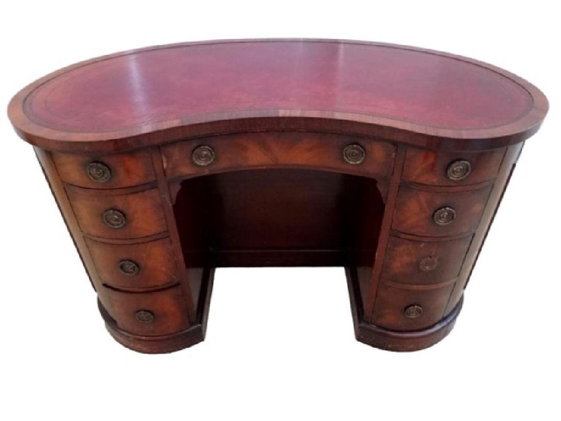 MAHOGANY KIDNEY SHAPE DESK, CIRCA 1940's, HAND MADE BY (1 of 8)