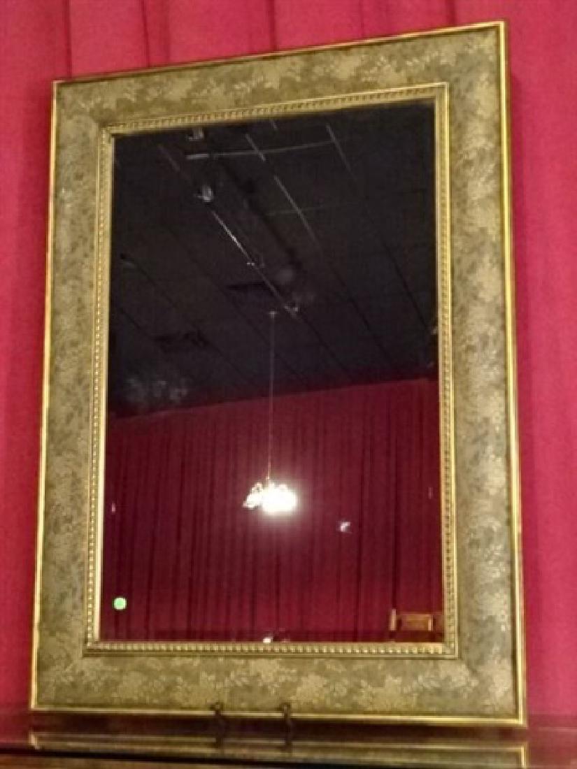 LARGE EMBOSSED FRAME WALL MIRROR, BRONZE FINISH WITH (1 of 4)