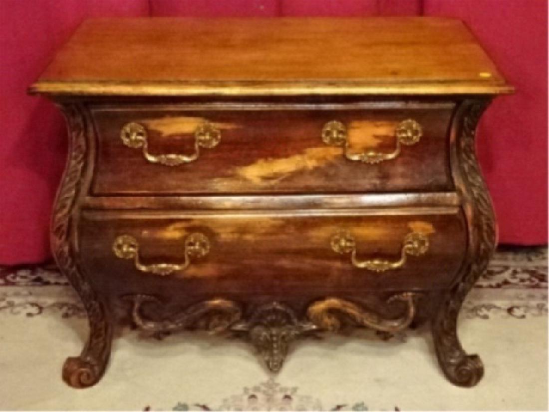 CAL MODE WOOD BOMBE CHEST, 2 DRAWERS, BRASS PULLS, (1 of 7)