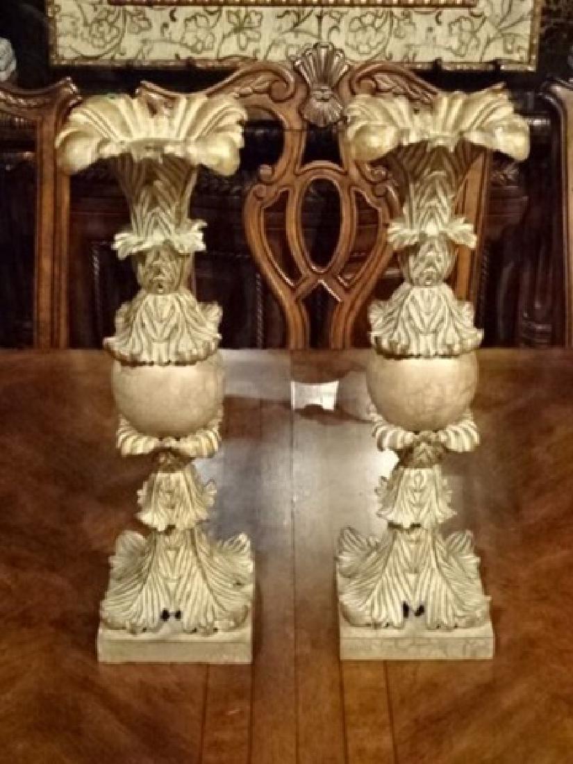 PAIR GOLD FINISH CANDLE HOLDERS, COMPOSITE WITH (1 of 4)