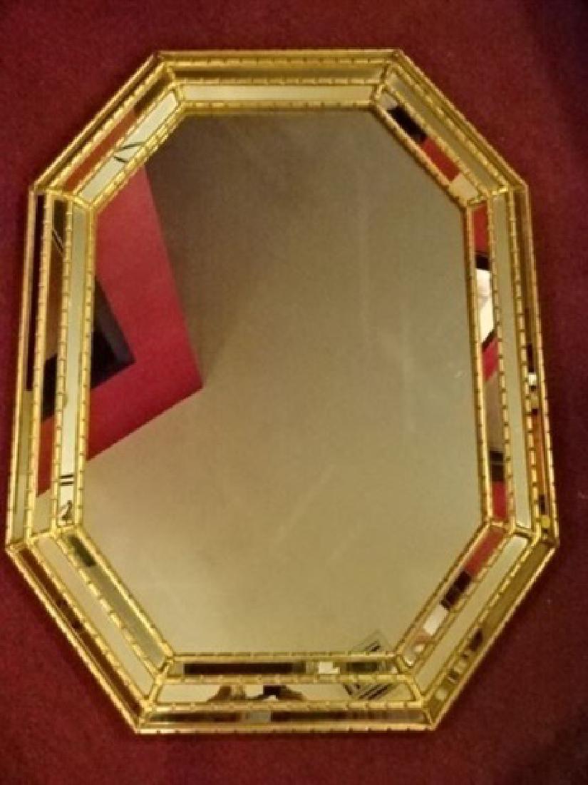 OCTAGONAL GILT WOOD MIRROR WITH MIRRORED FRAME, VERY (1 of 3)
