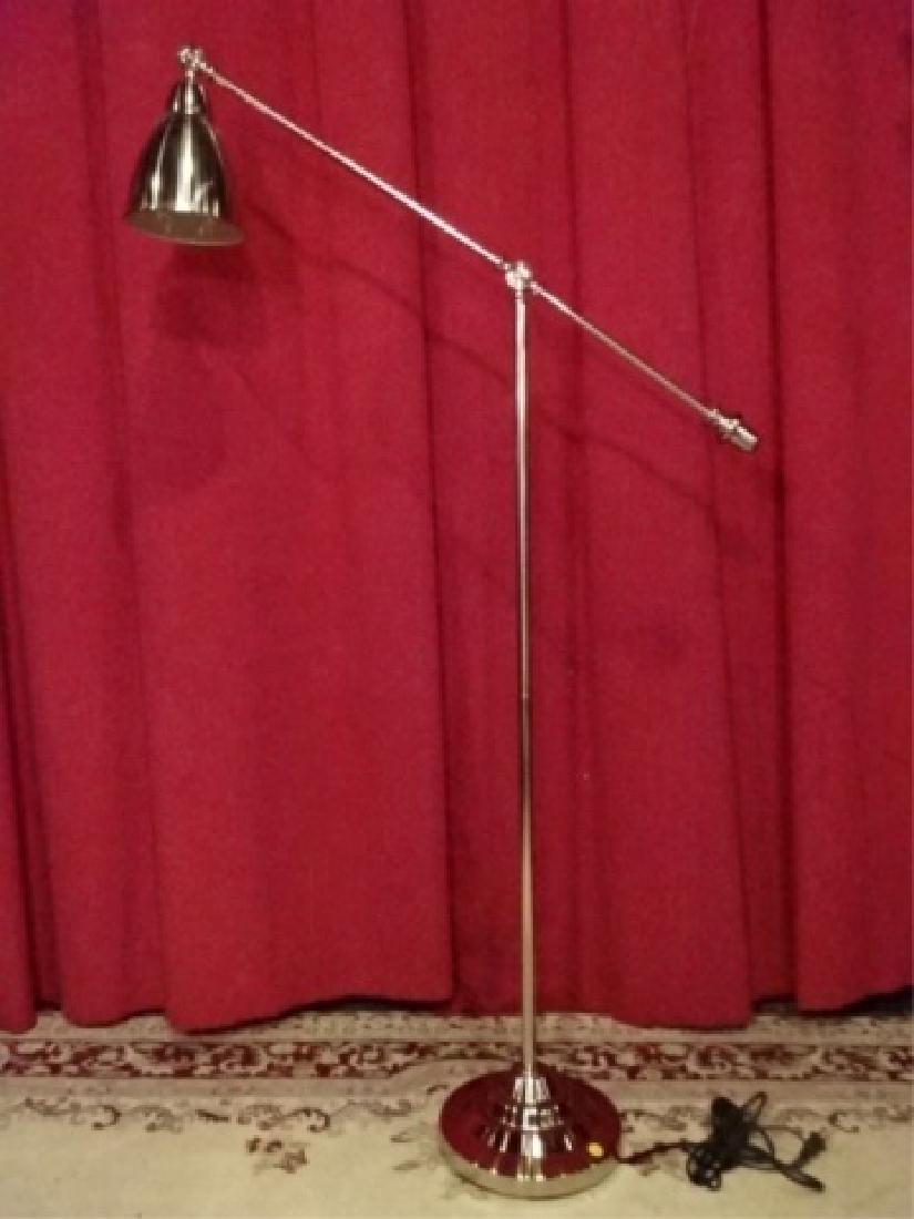 CHROME FLOOR LAMP, ADJUSTABLE ARM, DOME SHADE, VERY (1 of 4)