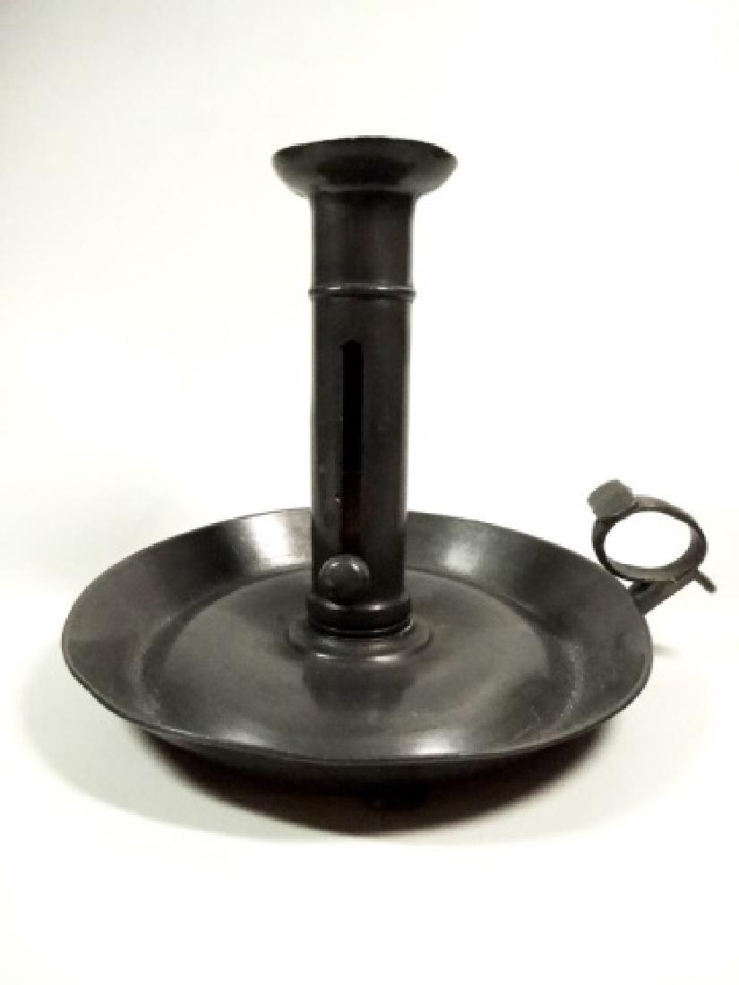 PEWTER CHAMBERSTICK CANDLE HOLDER, APPROX 5.5" X 7.25" (1 of 4)