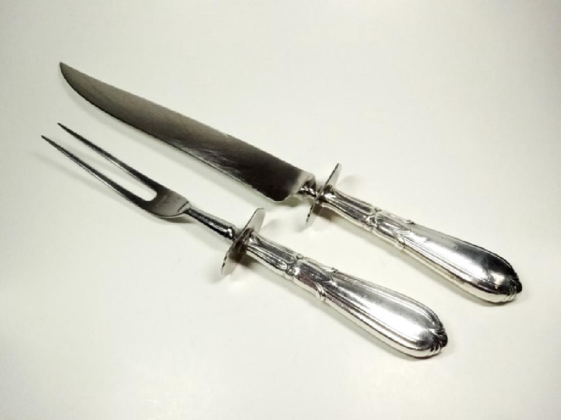 2 PC CARVING SET WITH STERLING SILVER HANDLES, KNIFE (1 of 6)