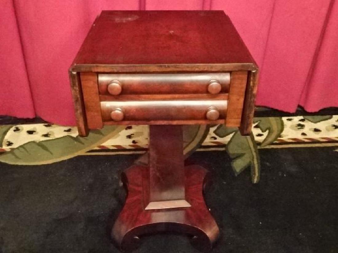 EMPIRE MAHOGANY DROP LEAF TABLE, 2 DRAWERS, PEDESTAL (1 of 5)