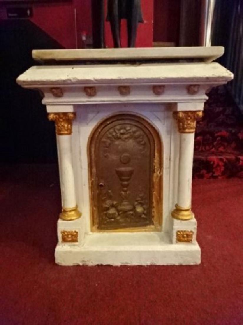 ANTIQUE CHURCH CABINET, MARBLE TOP, GILT AND WHITE (1 of 8)