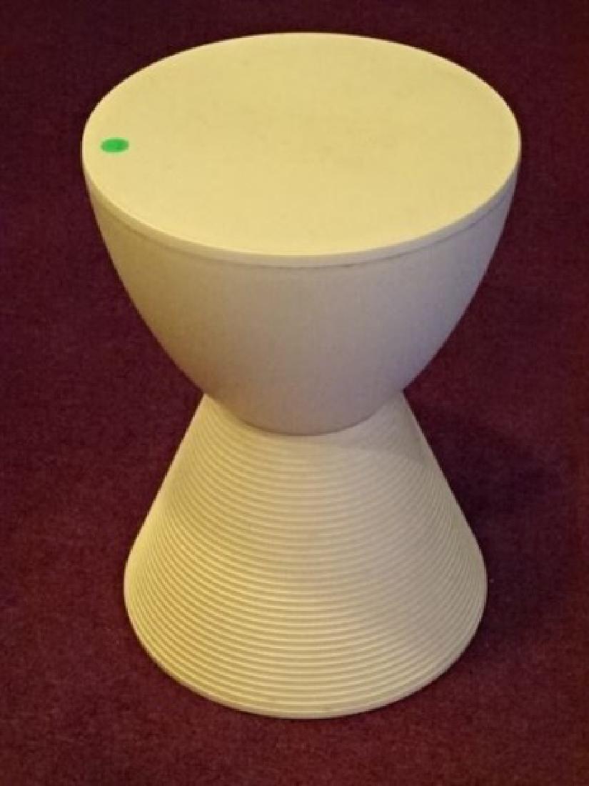 PHILLIPE STARCK PRINCE AHA STOOL FOR KARTELL, ORIGINAL: PHILLIPE STARCK PRINCE AHA STOOL FOR KARTELL, ORIGINAL PEACH COLOR HAS FADED, OTHERWISE VERY GOOD CONDITION, APPROX 17"H X 11.5" DIAMETER