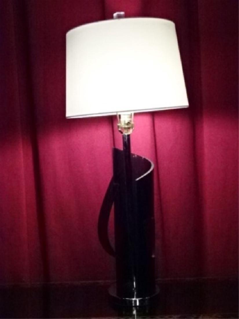 MODERN BLACK ACRYLIC AND CHROME TABLE LAMP ON CHROME (1 of 8)