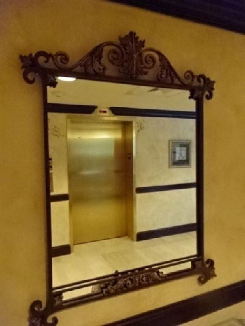 CHIPPENDALE STYLE GILT METAL MIRROR WITH SCROLLS AND (1 of 4)
