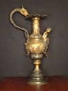 LARGE BRONZE EWER, CLASSICAL DOLPHIN HANDLE, FLUTED