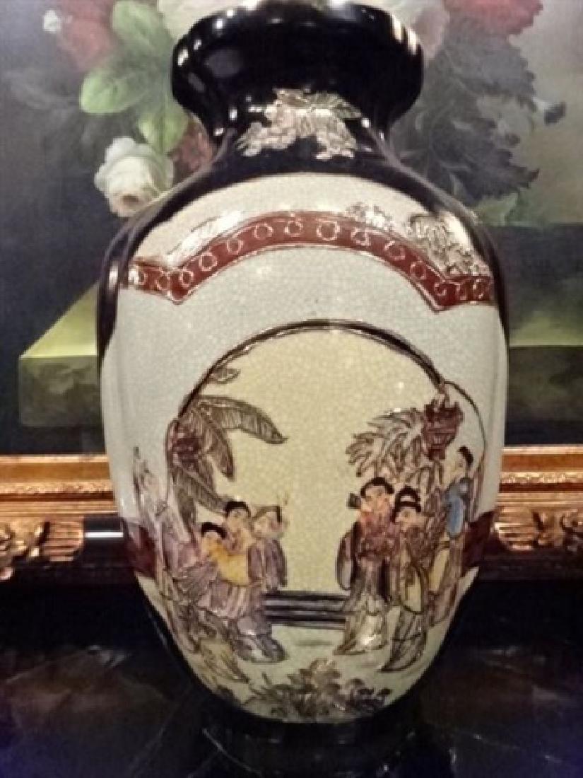 ASIAN PORCELAIN VASE, PAINTED AND GILT FIGURAL SCENES, (1 of 5)