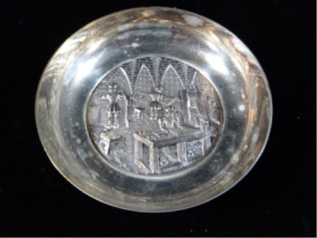 SILVER PLATE BOWL, GOTHIC SCENE IN RELIEF, MARKED: SILVER PLATE BOWL, GOTHIC SCENE IN RELIEF, MARKED ABITINI, 4"W, SKU400.23