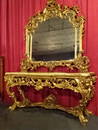 SPECTACULAR ROCOCO GILT WOOD CONSOLE AND MIRROR, 2 PC