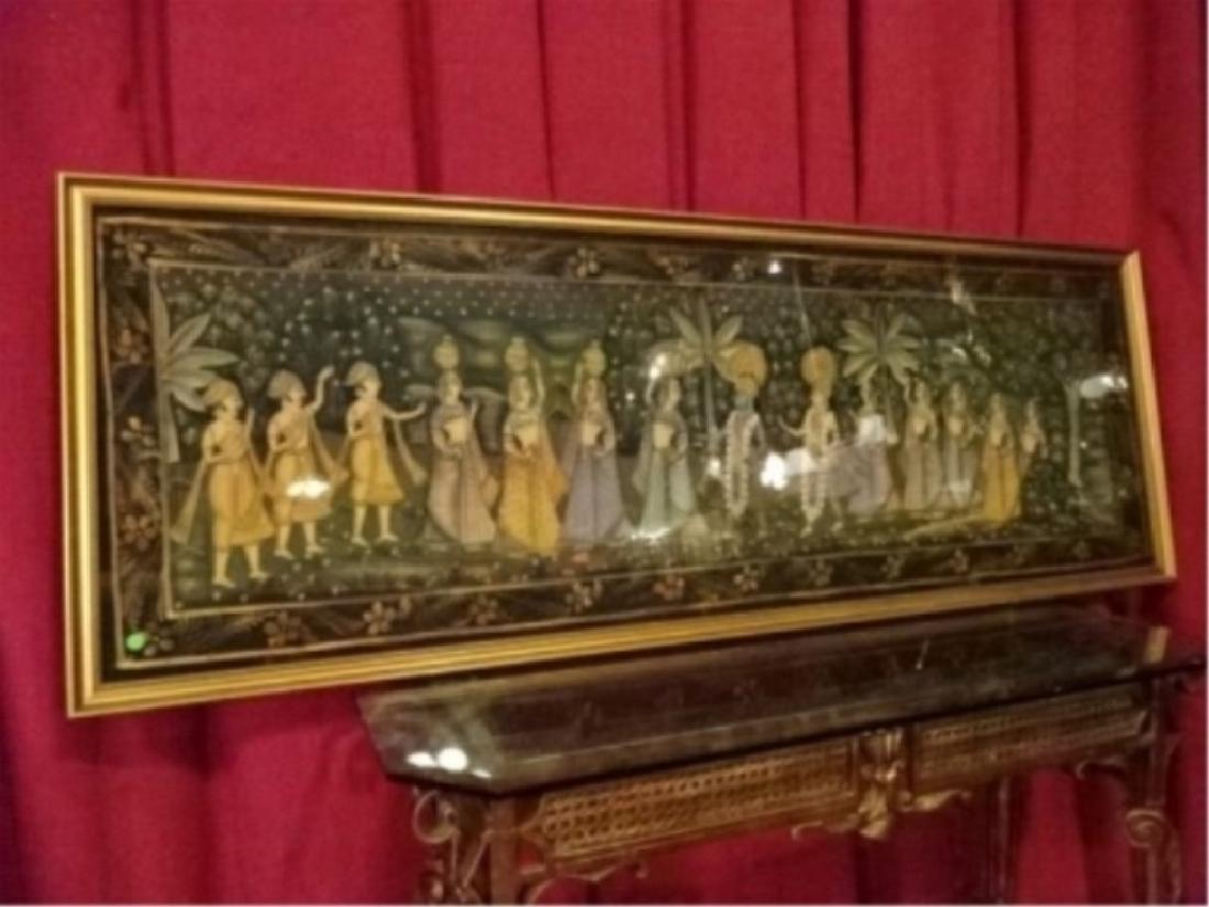 LARGE SOUTHEAST ASIAN PAINTING ON SILK, FIGURAL SCENE, (1 of 7)