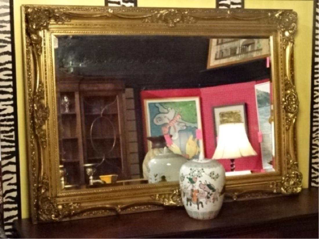 LARGE GEORGIAN STYLE GILT FINISH MIRROR, VERY GOOD COND (1 of 7)