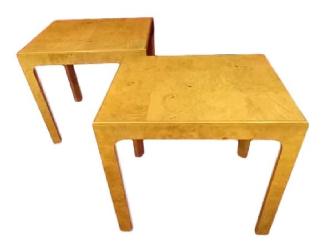 PAIR HENREDON SCENE TWO BURL WOOD TABLES, MID CENTURY (1 of 4)