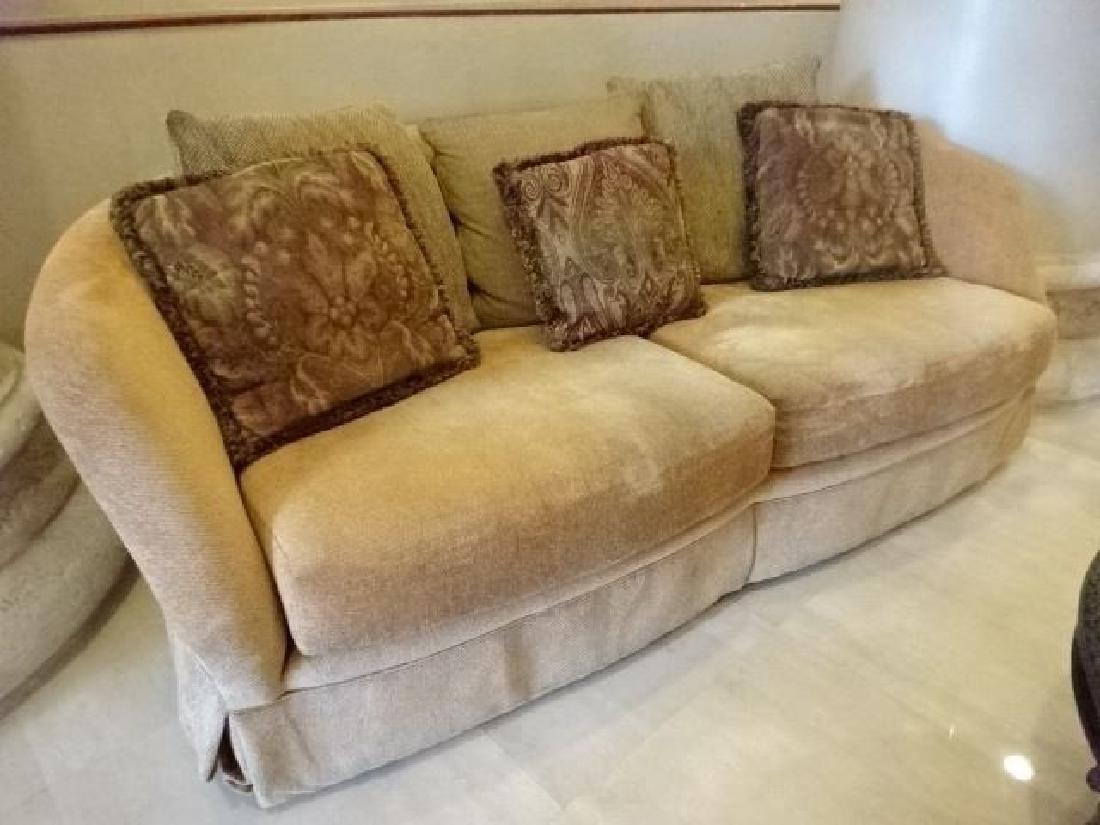 GOLD CHENILLE SOFA WITH CURVED BACK, #1 OF 2 IDENTICAL (1 of 6)