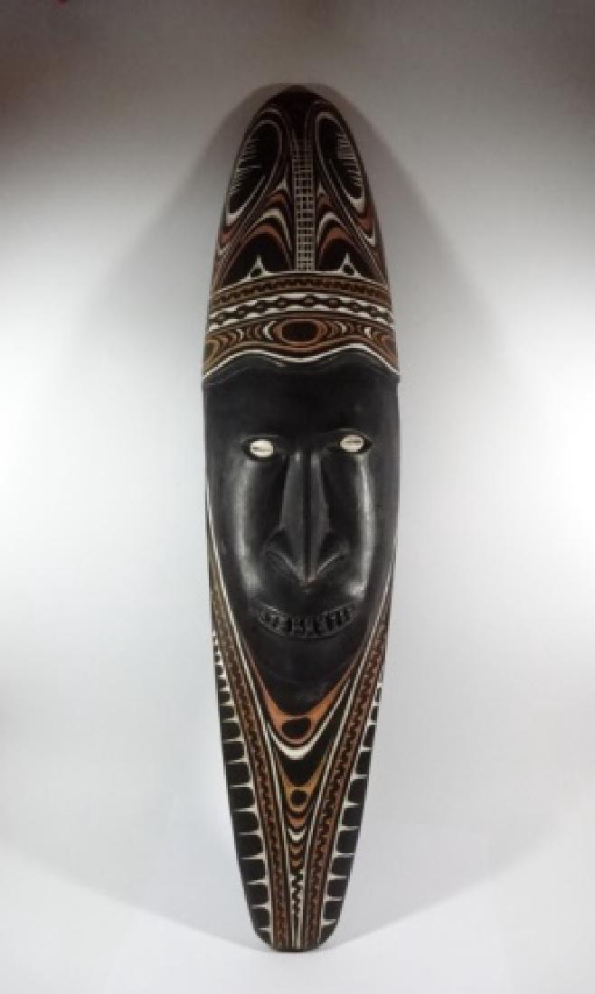 HAND CARVED AFRICAN MASK WALL HANGING, COWRIE SHELL (1 of 8)