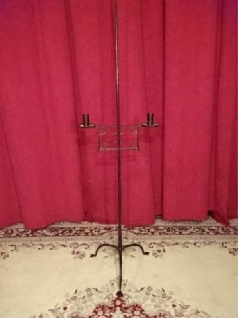 IRON FLOOR CANDELABRA, 2 LIGHTS, VERY GOOD CONDITION, (1 of 3)