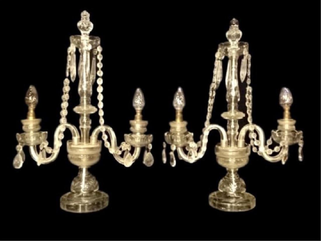 PAIR VINTAGE CRYSTAL LAMPS WITH CRYSTAL SWAGS AND (1 of 8)