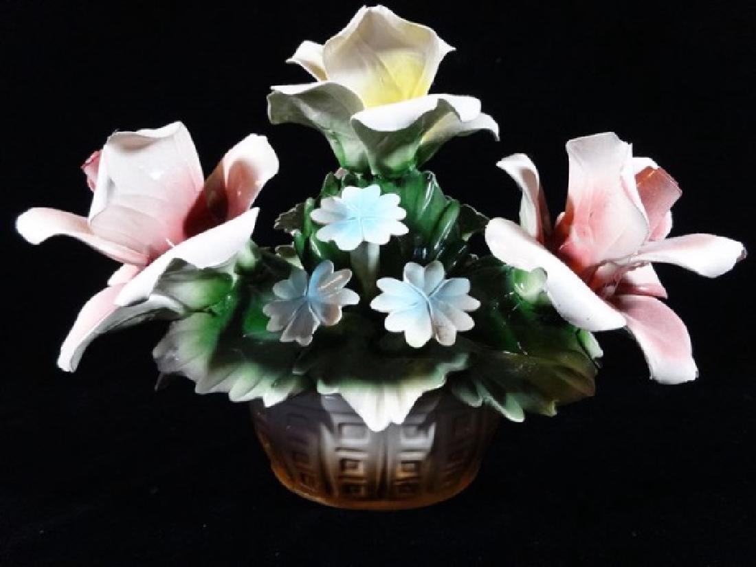 CAPODIMONTE ITALIAN PORCELAIN FLOWERS IN PLANTER, WITH (1 of 4)