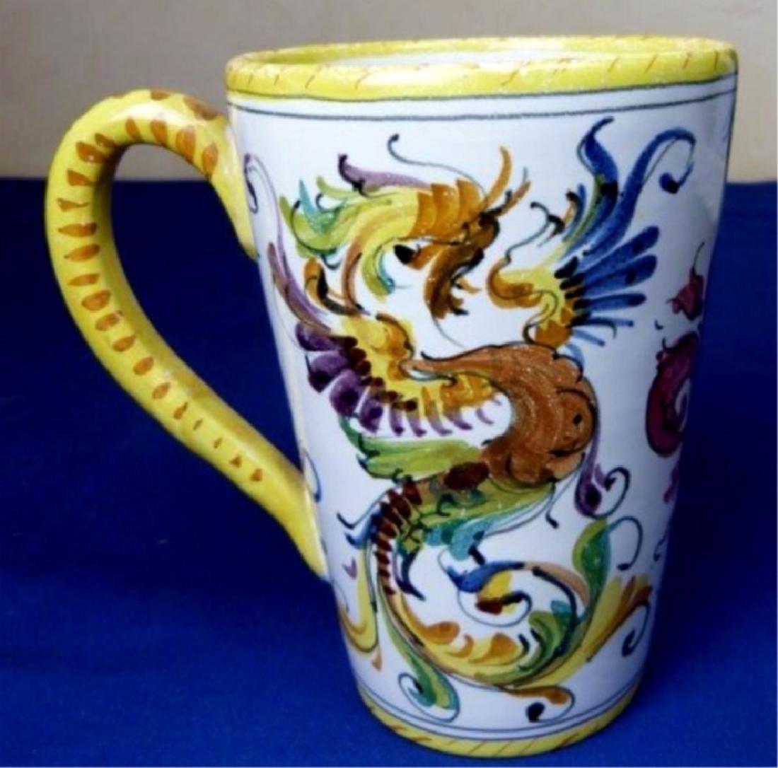 ITALIAN CERAMIC VESSEL WITH HANDLE, HAND PAINTED IN (1 of 2)