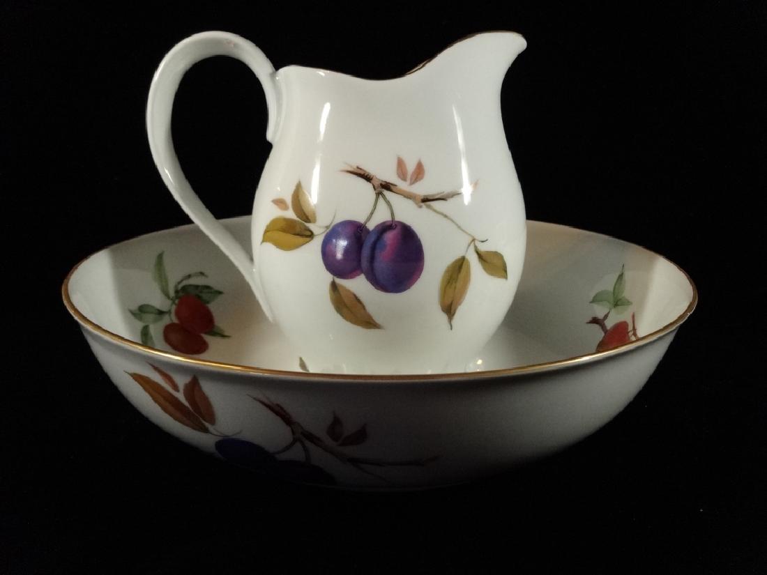 2 PC ROYAL WORCESTER PITCHER & BOWL, EVESHAM PATTERN, (1 of 4)