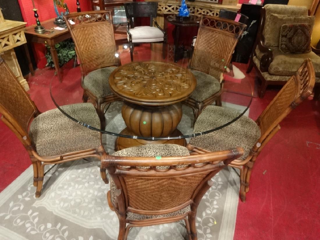 6 PC TOMMY BAHAMA STYLE DINING SET, PEDESTAL BASE TABLE (1 of 8)
