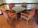 5 PC DINING OR GAME TABLE SET, ROUND GILT WOOD DINING