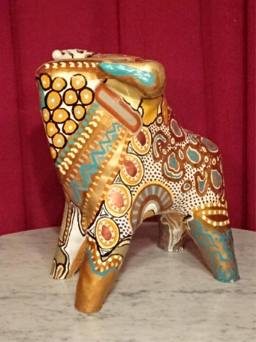 LARGE CERAMIC BULL SCULPTURE, COLORFUL HANDPAINTED (1 of 7)