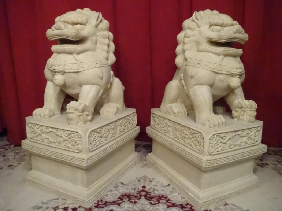 PAIR LARGE CHINESE FOO DOGS, CAST STONE COMPOSITION, (1 of 6)