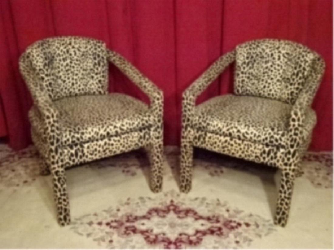 PAIR CHEETAH PRINT ARMCHAIRS, VERY GOOD CONDITION WITH (1 of 6)