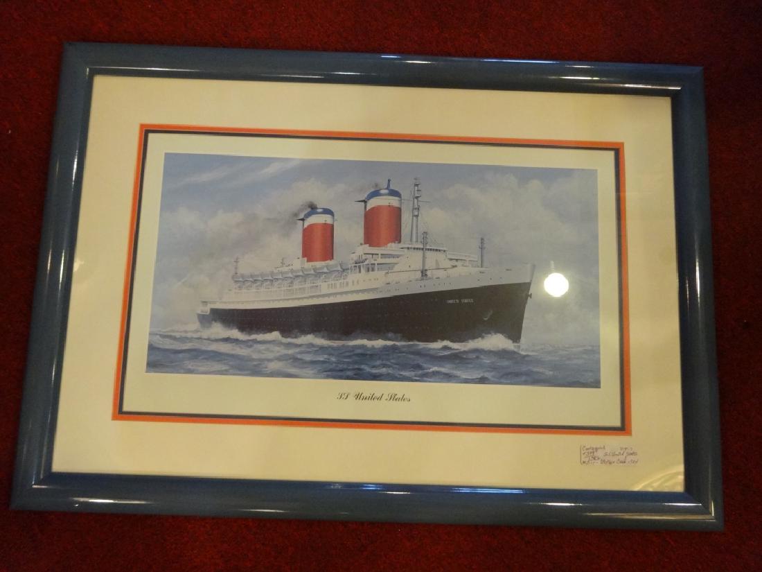 VINTAGE PRINT OF OCEAN LINER S.S. UNITED STATES (1 of 3)