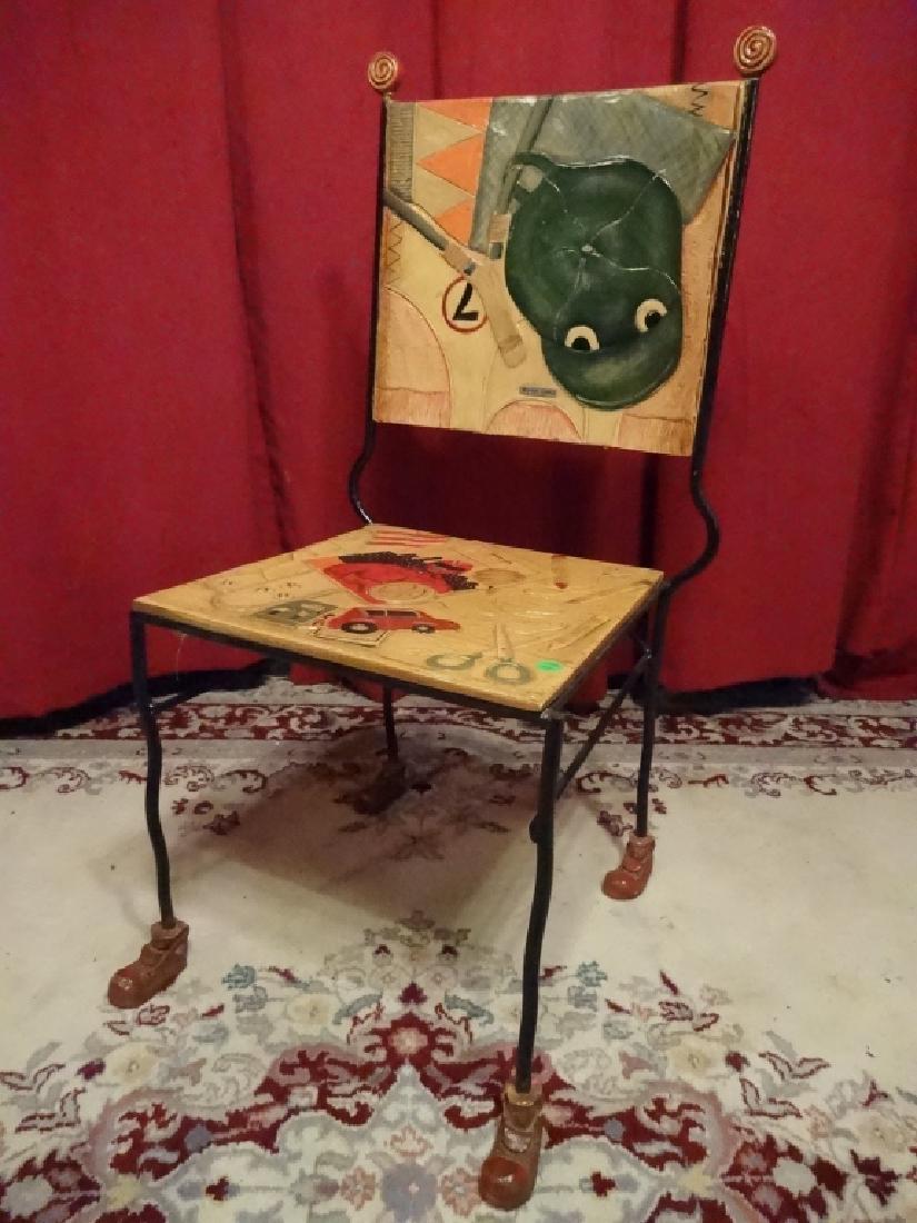WHIMSICAL CHILD'S CHAIR, METAL AND PAINTED COMPOSITION, (1 of 9)