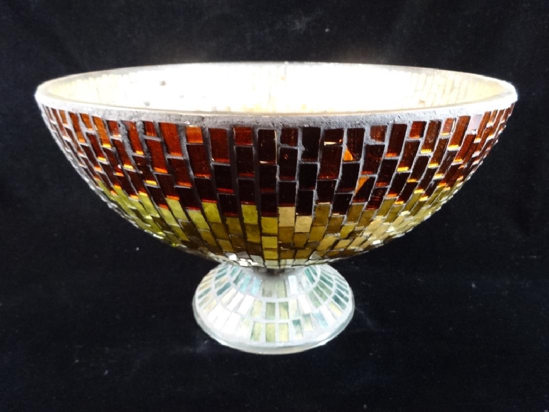 MOSAIC GLASS TILE FOOTED BOWL, VERY GOOD CONDITION, (1 of 3)