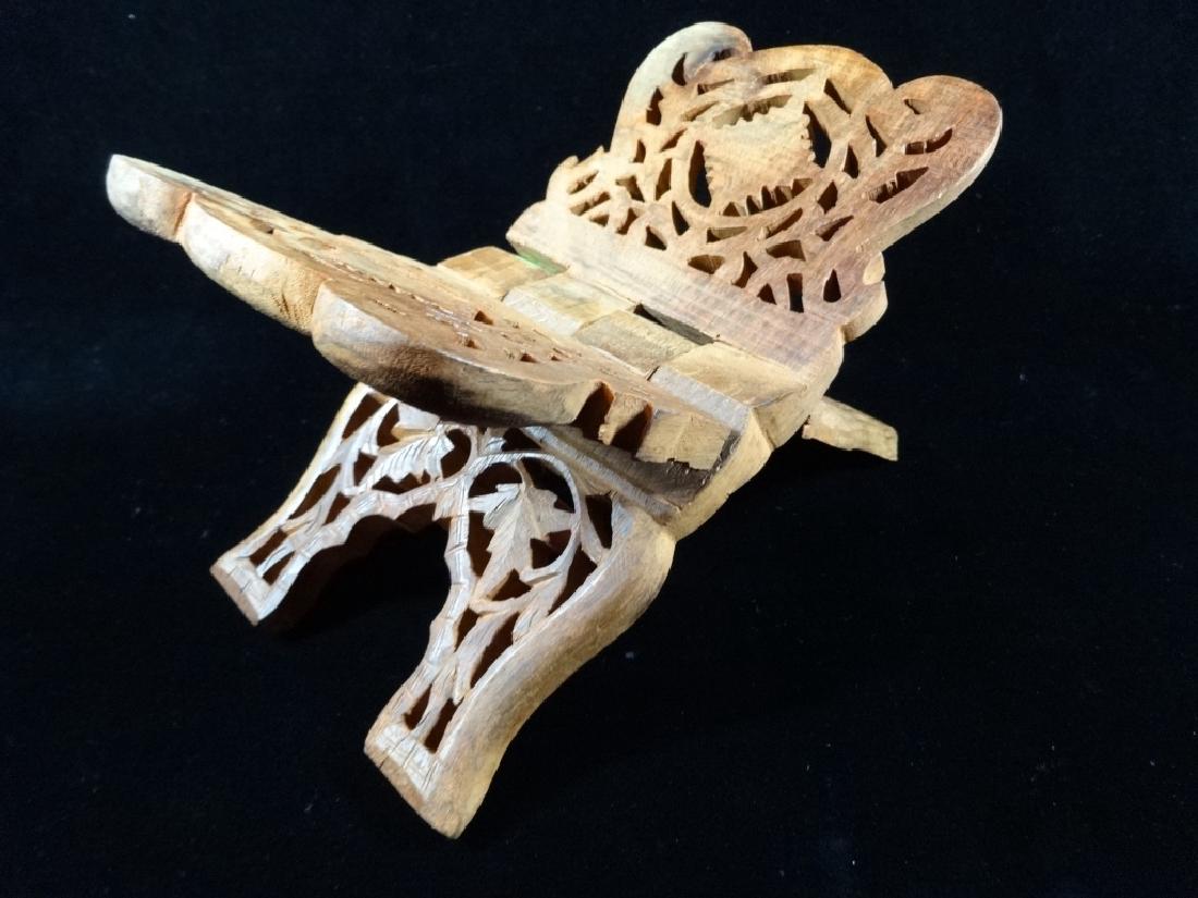 CARVED WOOD FOLDING BOOK STAND, VERY GOOD CONDITION, 9" (1 of 3)