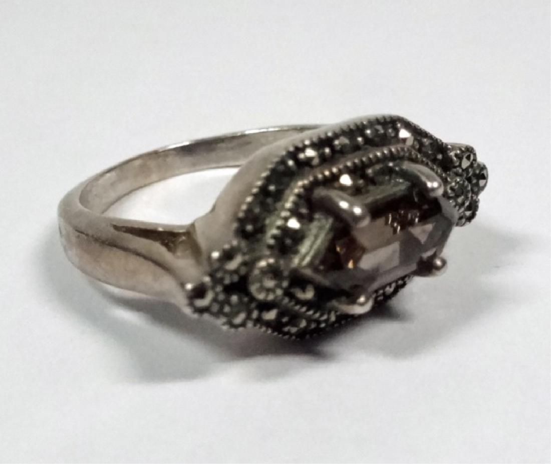 STERLING SILVER RING, CRYSTAL, MARKED 925, MARKED (1 of 7)