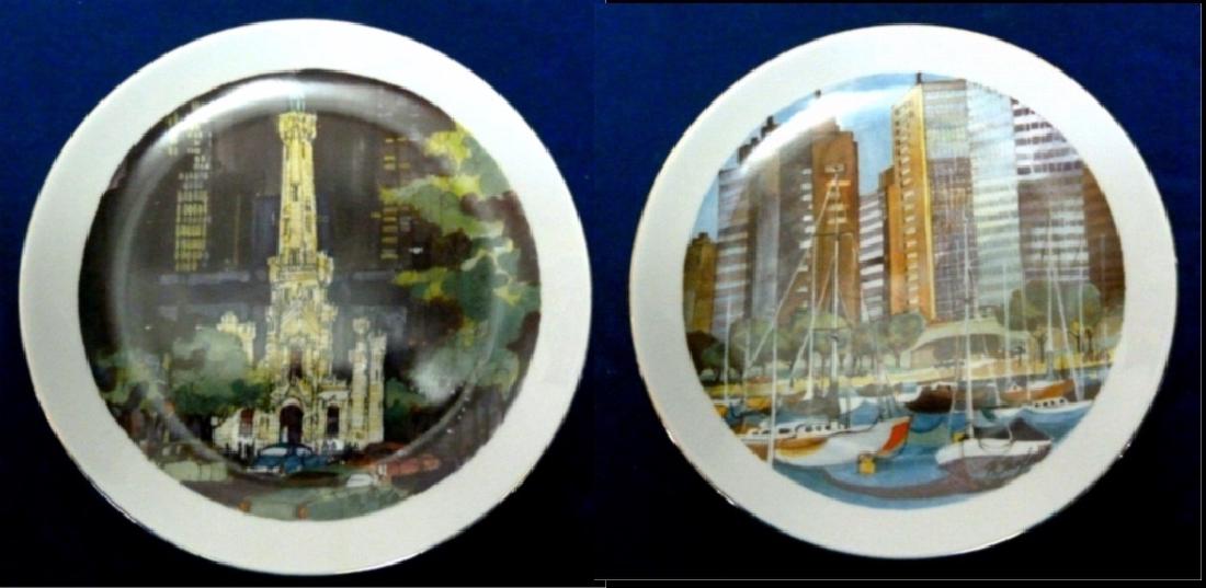 2 PC JONATHAN MCMAHON COLLECTOR PLATES, “THE WATER (1 of 7)