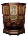 ANTIQUE EUROPEAN CREDENCE CABINET, ELABORATELY CARVED