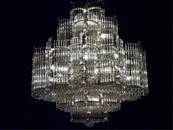 MID CENTURY LEAD CRYSTAL CHANDELIER, HOLLYWOOD REGENCY