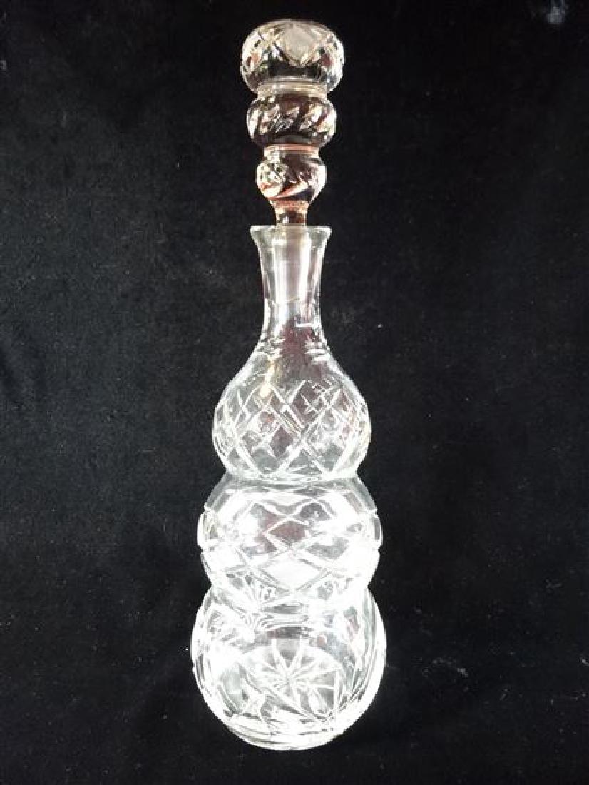 LARGE CRYSTAL DECANTER, TRIPLE GOURD SHAPE, VERY GOOD (1 of 4)