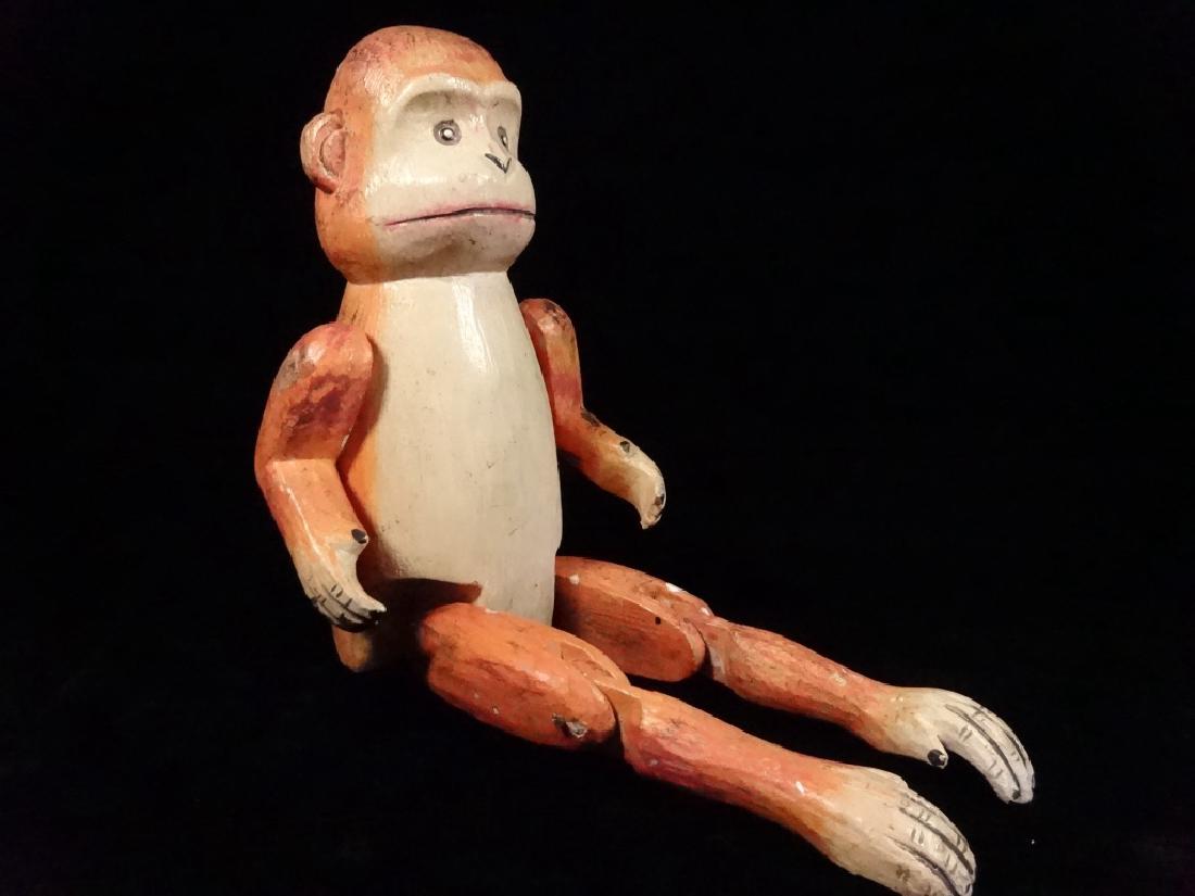 WOODEN MONKEY PUPPET, PAINTED FINISH, APPROX 8.5"H (1 of 8)