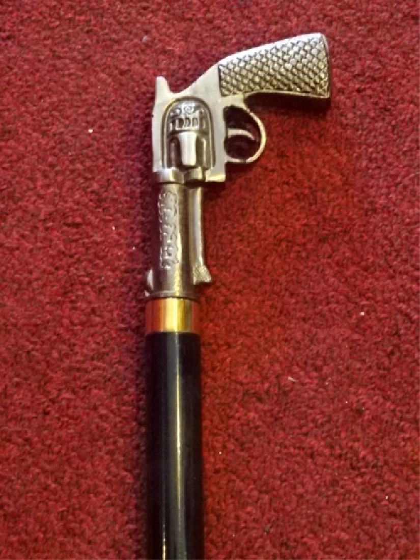 HANDGUN SHAPED SWORD CANE / WALKING STICK, METAL HANDLE (1 of 5)