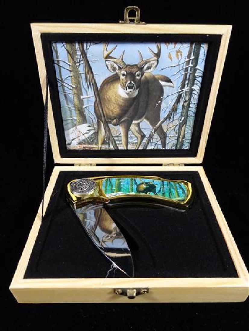 WHITETAIL BUCK POCKET KNIFE IN CASE, 6" X 5", SKU515.03 (1 of 2)