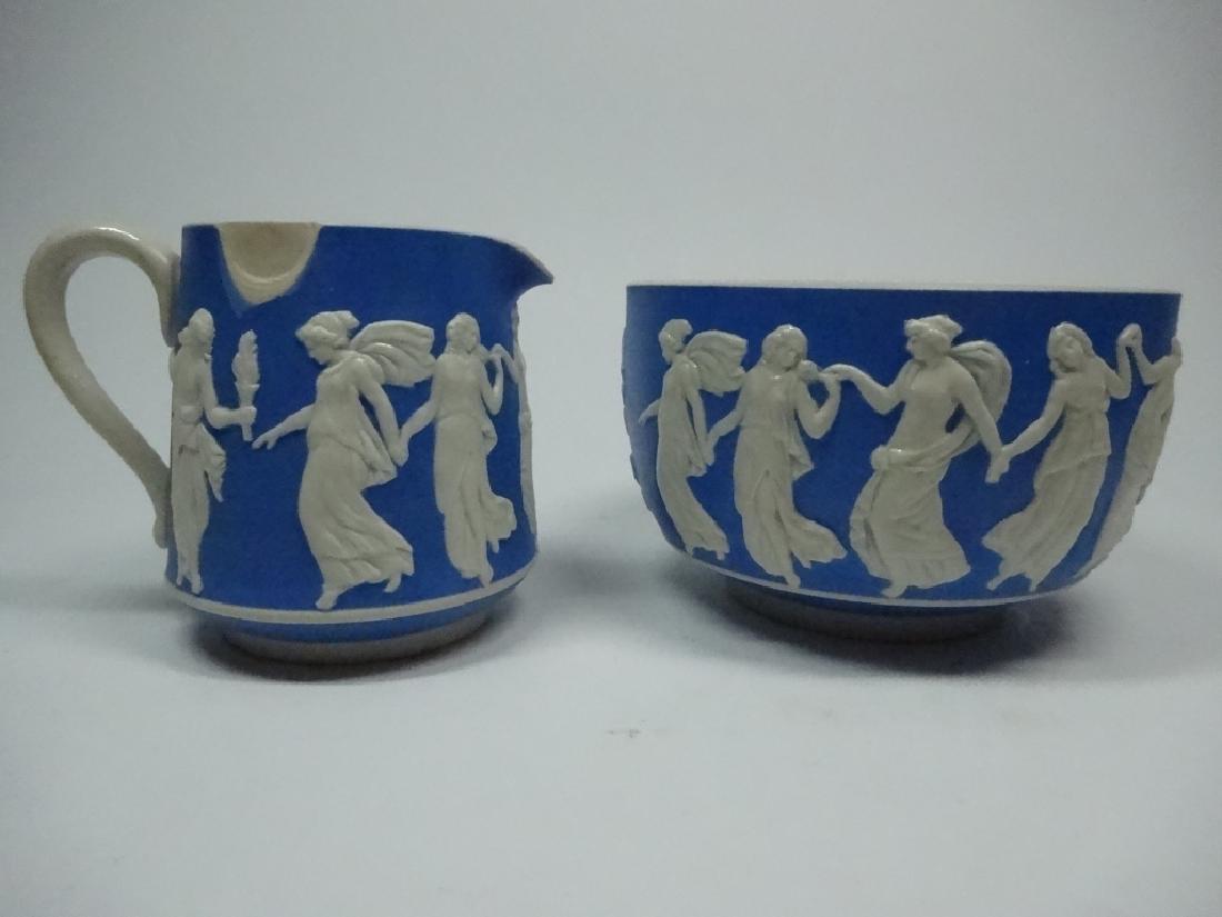 2 PC W.T. COPELAND & SONS JASPERWARE STYLE PITCHER & (1 of 9)